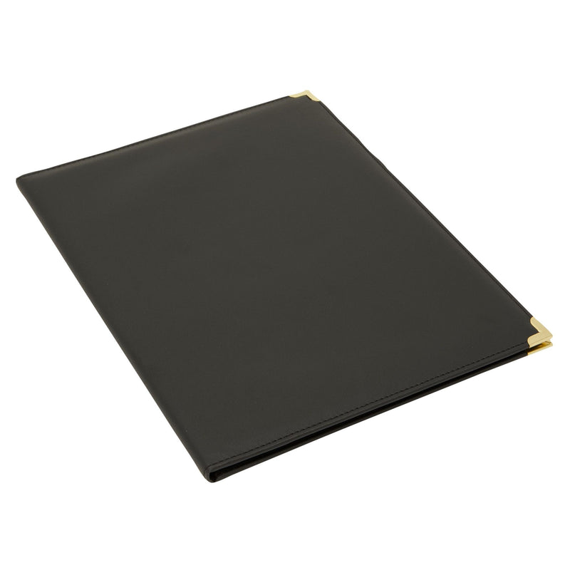 Black Portfolio Folder with Writing Notepad, Business Leather Padfolio for Organizing, Legal Pad Holder, 12.5 x 9.75 in.