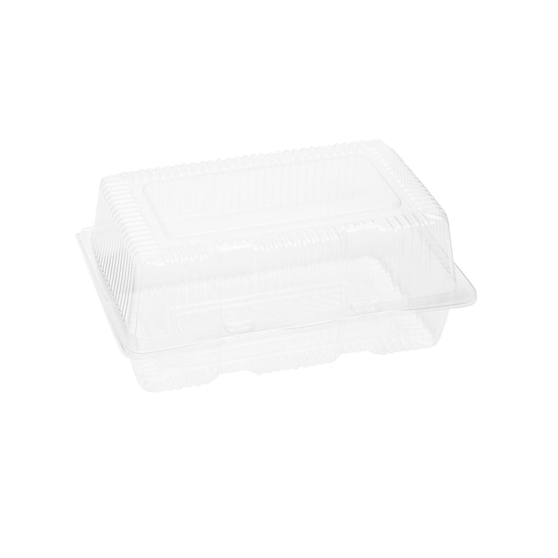 50 Pack Clear Disposable Food Containers with Hinged Lids, 9x6x4 Inch Plastic Take Out Boxes