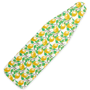 Ironing Board Cover and Pad 15x54 Standard Size Ironing Board Cover with Elastic Edge for Snug and Secure Fit, Thick and Durable Material (Yellow and Green Lemon Print Design)