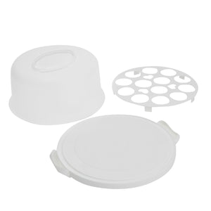 2-In-1 Round Cake Carrier with Lid for 6-8 Inch Pies, 13 Cupcakes (11 x 5.75 In)