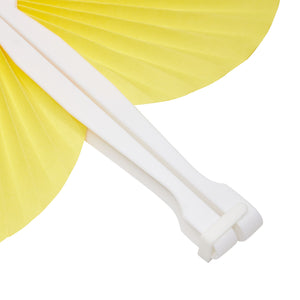 24 Pack Yellow Round Folding Handheld Paper Fans for Birthday Wedding Party Favor