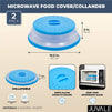 2-Pack 10.5" Silicone Collapsible Microwave Plate Cover, Food Splatter Colander, Blue