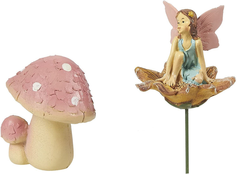 Miniature Fairy Garden Set, Resin Figurines for Lawn, Yard, and Home Decor (4 Pieces)