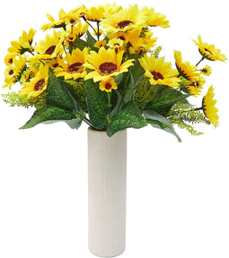 4 Bouquet Yellow Sunflowers Artificial Fake Flowers for Floral Home Decorations