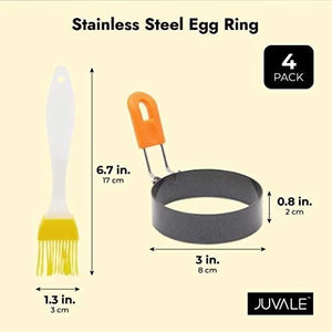 Set of 5 Pack Egg Mold Rings with Oil Brush for Frying Eggs & Griddle Cooking, 3"