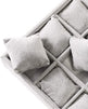 Watch and Jewelry Display Tray with Grid Pillows (Grey, Velvet)
