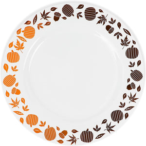 Thanksgiving White Plastic Plates for Fall Party (10.25 In, 24 Pack)