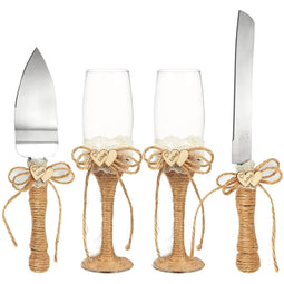 Wedding Supplies, Cake Knife, Pie Server, Toasting Champagne Glasses (4 Pieces)