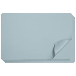 Set of 6 Blue Faux Leather Placemats for Dining Table (17.75 x 11.75 In)