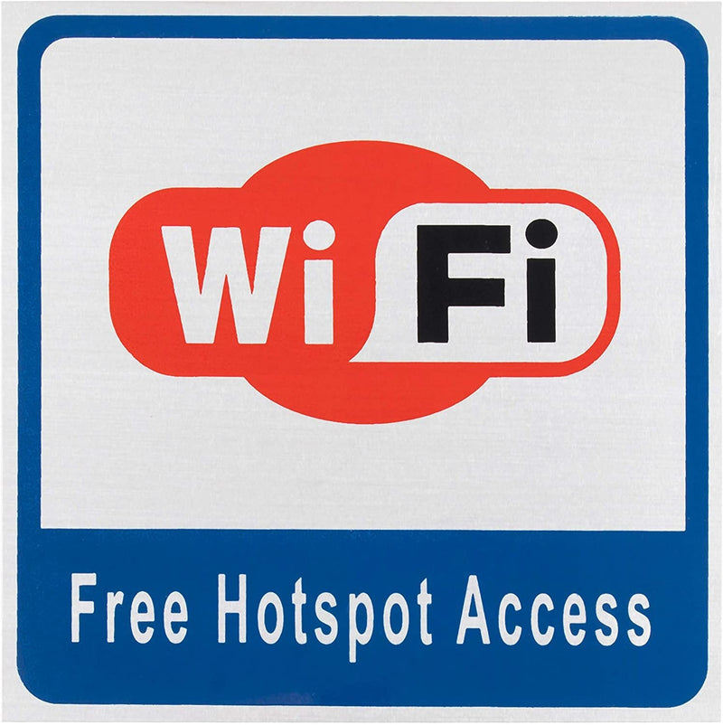 Metal Wifi Signs for Guests, Free Hotspot Access (5.5 x 5.5 Inches, 4 Pack)