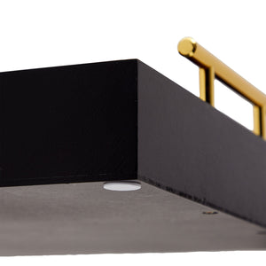 Black Serving Tray for Coffee Table, 16x12" with Coasters, Decorative Interchangeable Gold and Silver Handles