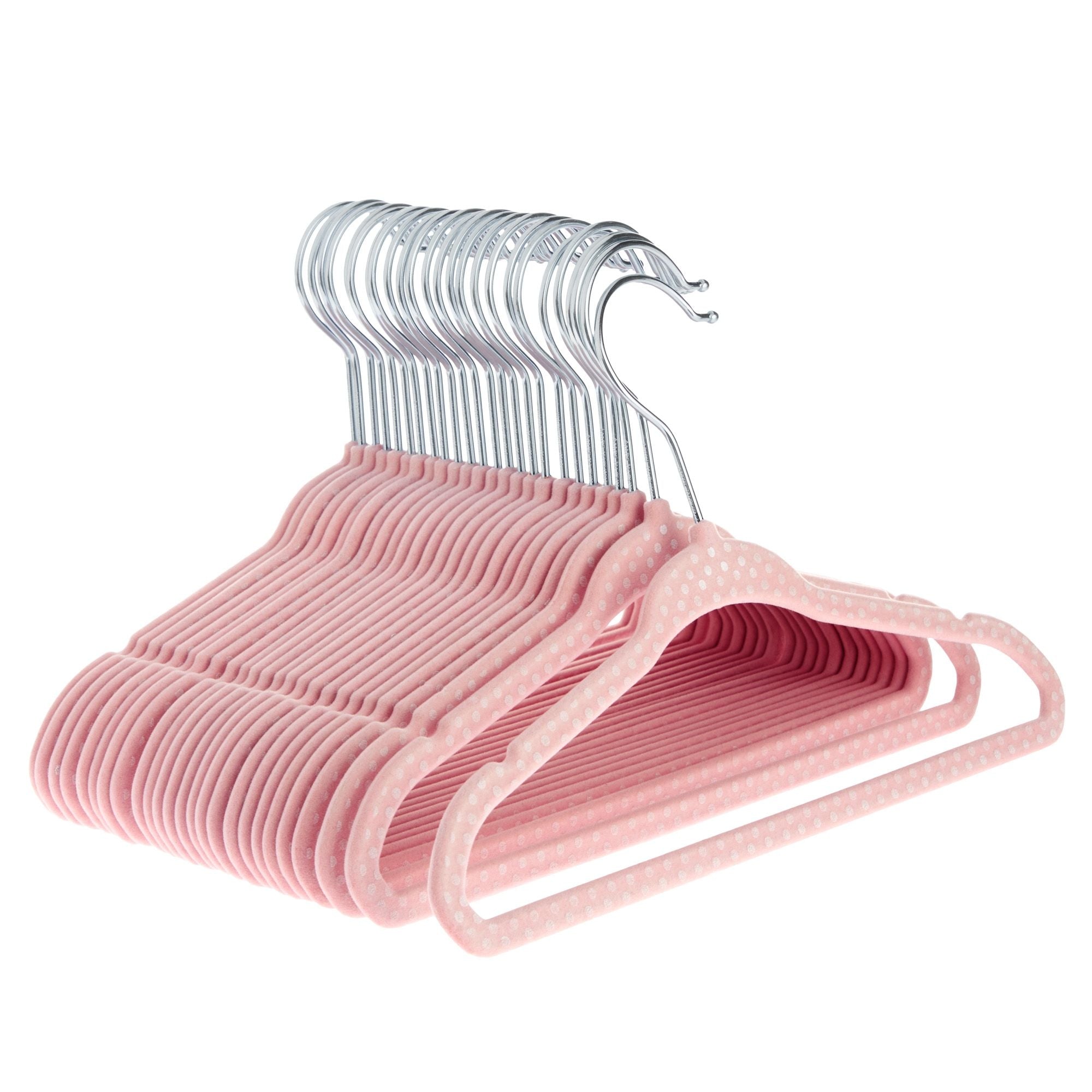 50 Pack Pink Velvet Baby Clothes Hangers for Closet Storage