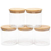 5-Pack Glass Canisters with Airtight Bamboo Lids - Small Coffee Jar Storage Containers for Kitchen Counter, Pantry, Food (4x4.13 In)