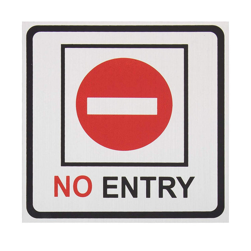 No Entry Signs - 4-Pack Metal No Trespass Signs, Aluminum Private Property Signs, Self-Adhesive, Ideal for Office, Retail, Restaurants, Indoors and Outdoors, 5.5 x 5.5 Inches