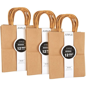 Medium Kraft Paper Gift Bags with Handles (Brown, 8 x 10 Inches, 36 Count)