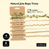 Natural Jute Rope Twine Strings for Crafts, Burlap Ribbon (6 Styles, Brown, 1 Yard)