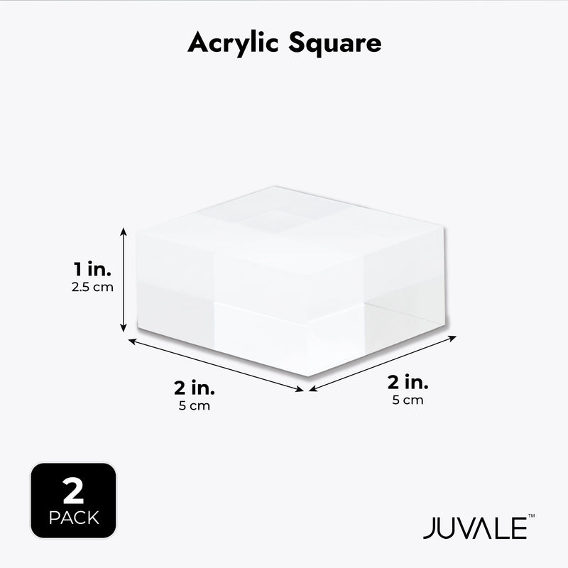 Clear Acrylic Blocks, Small Pedestal Riser for Display Stands (1x2x2 In, 2 Pack)