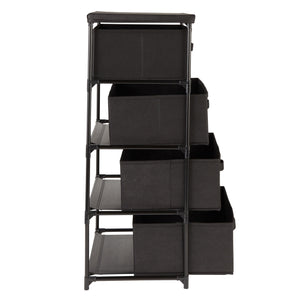 4-Tier Tall Closet Dresser with Drawers - Clothes Organizer and Small Fabric Storage for Bedroom (Black)