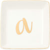 Letter A Ceramic Trinket Tray, Monogram Initials Jewelry Dish (4 x 4 Inches)