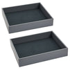 2 Pack Faux Leather Valet Tray for Men, Velvet Catchall Organizer for Entryway, Nightstand, Keys, Wallet (Gray, 10 x 8 x 2 In)