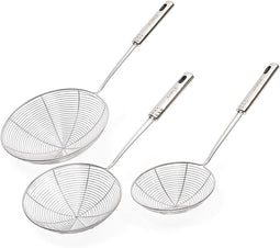 Juvale Stainless Steel Skimmer Spoon Set, Kitchen Utensils (3 Sizes, 3 Pack)