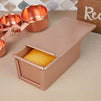 Mini Bread Loaf Pan with Lid for Baking, Rose Gold Toast Shape (7 x 3.5 x 3 In)