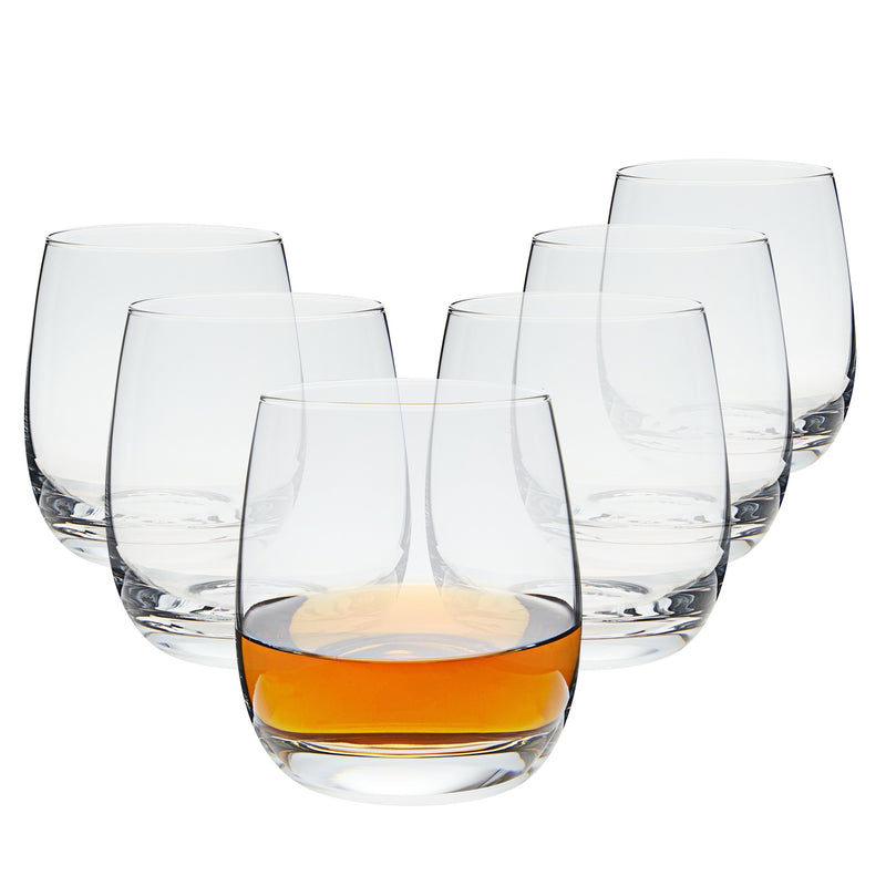 12oz Whiskey Glasses, Double Old Fashioned Glasses for Scotch, Bourbon, Cocktails (Set of 6)