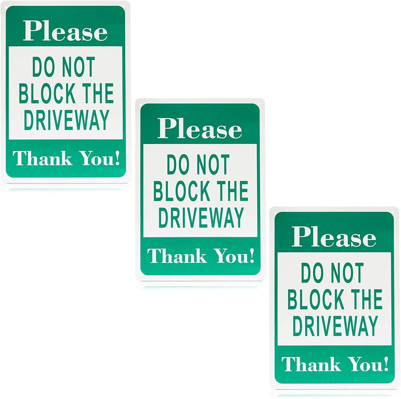 Juvale Please DO NOT Block Driveway Sign (10 x 14 in, Aluminum, 3 Pack)