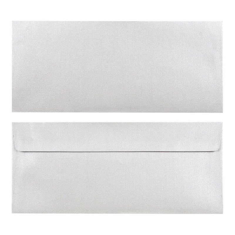 50 Pack #10 Silver Business Envelopes - Value Pack Square Flap Envelopes - 4 1/8 x 9 1/2 Inches - 50 Count, Silver