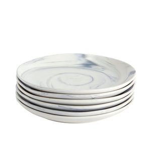 6 Pack Grey Marble Ceramic Plates, 10 Inches, Microwave and Dishwasher Safe Grey Marbled Plates for Kitchen