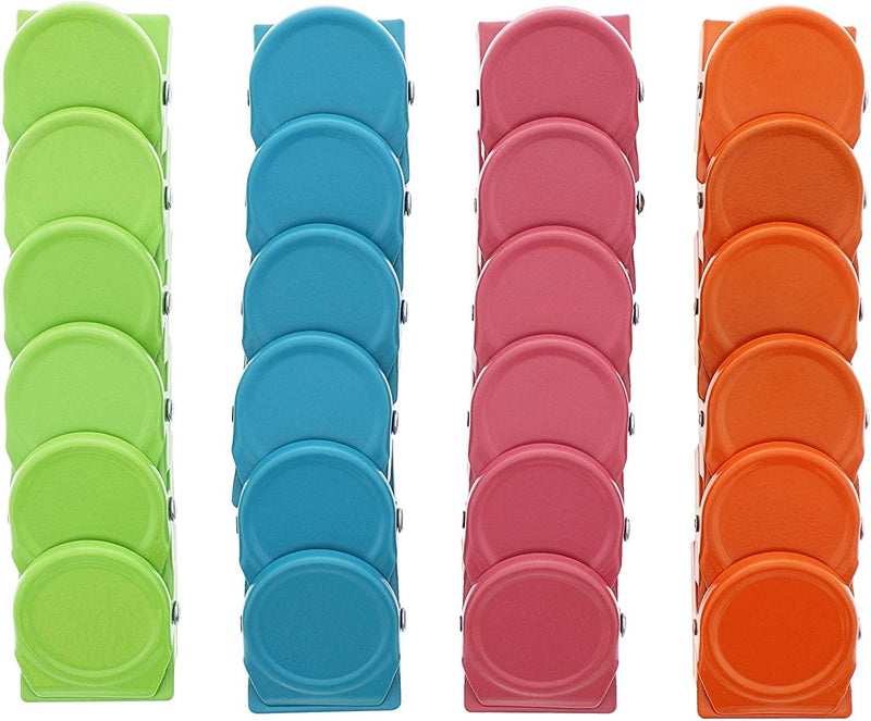 Refrigerator Magnets, Metal Chip Clips in 4 Colors (24 Set)