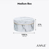 Set of 3 Small Round Gift Boxes with Lids, White Marble Print Cardboard Boxes (3 Sizes)