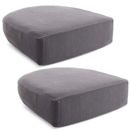 2 Pack Stretch Couch Cushion Slipcovers, Reversible Polyester Outdoor Sofa Protectors (Small, Grey)