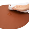 Set of 6 Brown Faux Leather Round Placemats with Matching Coasters - Circle Table Mats for Dining Room, Kitchen (12 pcs, 13.4 Inch)