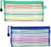 12-Pack Mesh Zipper Pencil Pouchs with Rainbow Stripes, 4 Assorted Colors