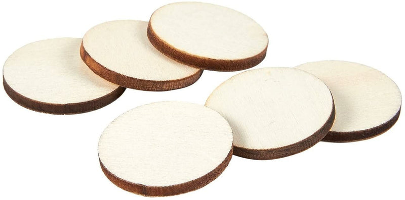 Juvale Wooden Cutouts for Crafts, Wood Circles, 0.1 Inch Thick (1 in, 60 Pieces)