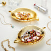 2-Pack Small Gold Leaf-Shaped Trinket Tray, 5.3x3.6x0.8-Inch Ceramic Jewelry Dish