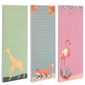6 Pack Magnetic Notepads for Refrigerator, Grocery Shopping List, To-Do Memos, 6 Animal Designs (6 Colors, 3.5 x 9 In)