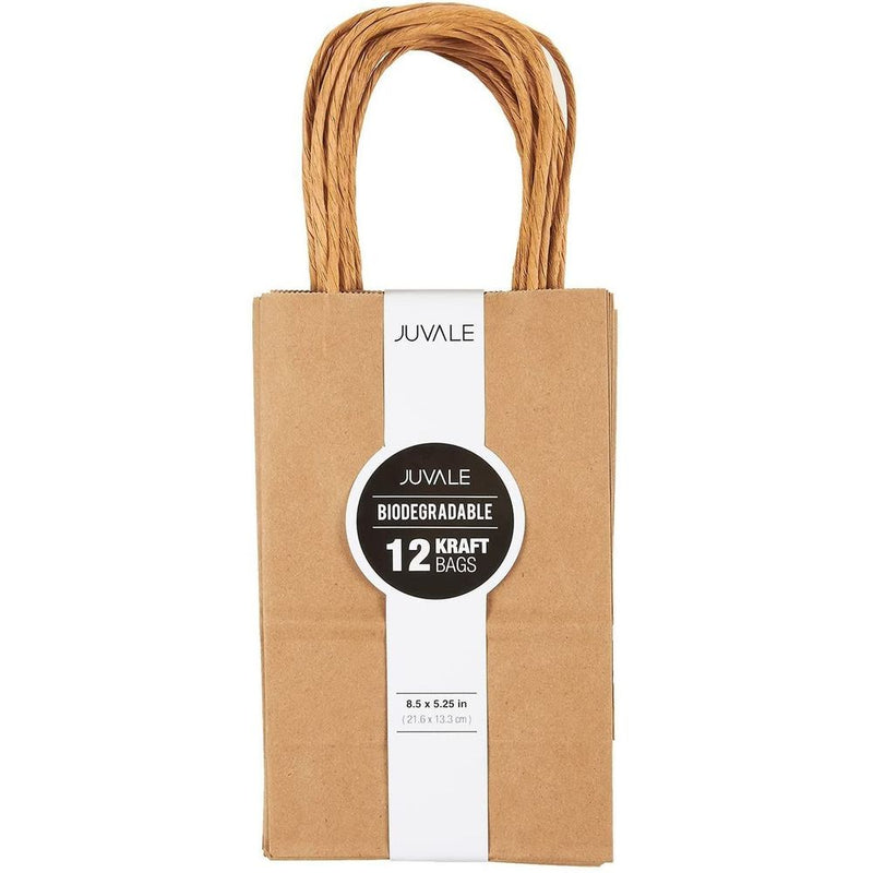 Brown Kraft Paper Bags with Handles for Gifts, Birthday Party Favors (12 Pack)
