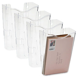 Wall Mount Storage Organizer for A6 Documents, Bills, Mail (Clear, 4 Pack)
