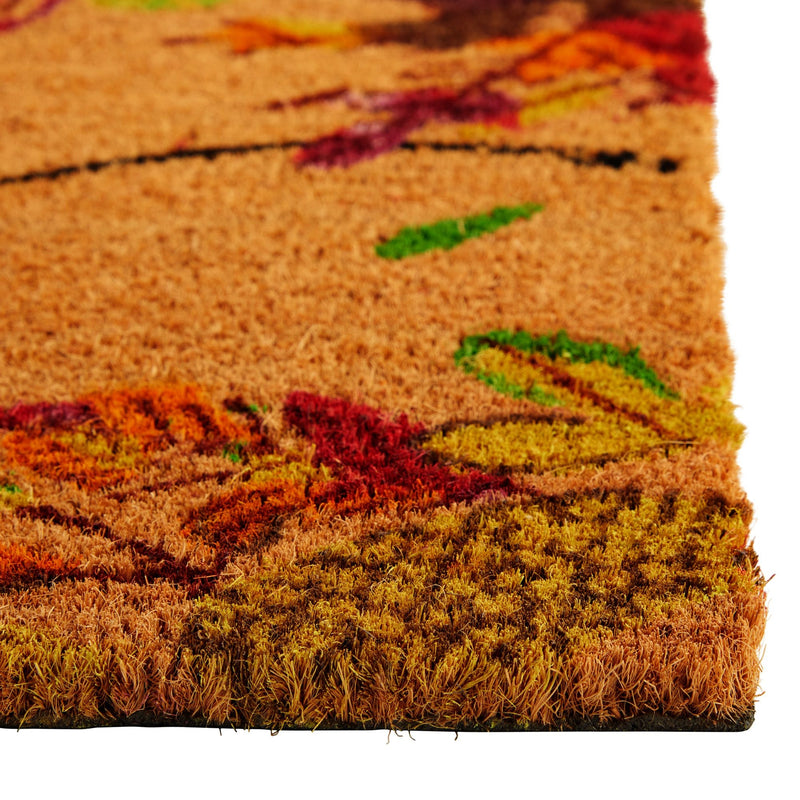 Natural Coco Coir Autumn Leaves Mat 24 x 36 Inches for Thanksgiving, Front Door, Welcome Doormat for Fall Decor, Porch