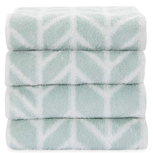 Bathroom Hand Towels Set with Green Chevron Pattern (13.3 x 29 in, 4 Pack)