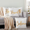 4 Pack Decorative Pillow Covers 20x20, Faith, Love, Blessed Pillow Cover Set (4 Designs, Gold Colored)