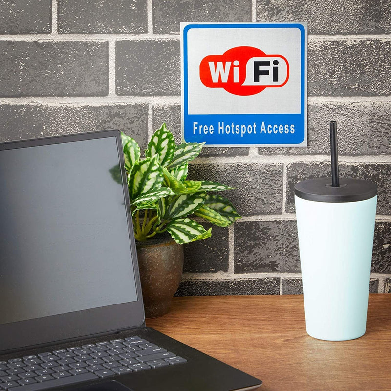 Metal Wifi Signs for Guests, Free Hotspot Access (5.5 x 5.5 Inches, 4 Pack)