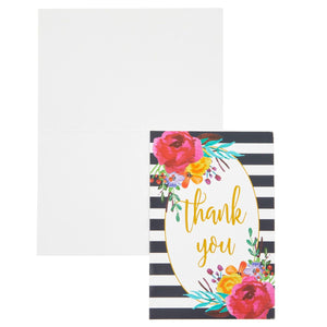 Assorted Floral Thank You Blank Cards with Envelopes (4x6 In, 48 Pack)