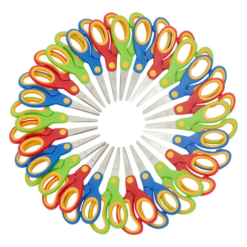 Rounded Tip Scissors for Kids, School, Classroom, Crafts (3 Colors, 24 Pack)