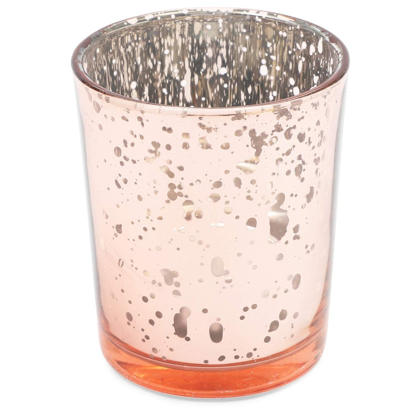 Juvale Mercury Glass Votive Candle Holders (2.2 x 2.2 x 2.6 in, Rose Gold, 24 Pack)