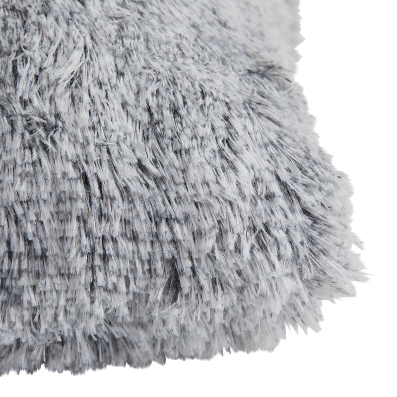 Grey Faux Fur Throw Pillow Covers, Fuzzy Home Decor (18 x 18 Inches, 2 Pack)