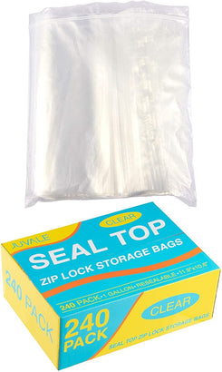 Clear Resealable Bags, Top Seal Zipper (1 Gallon, 240 Pack)