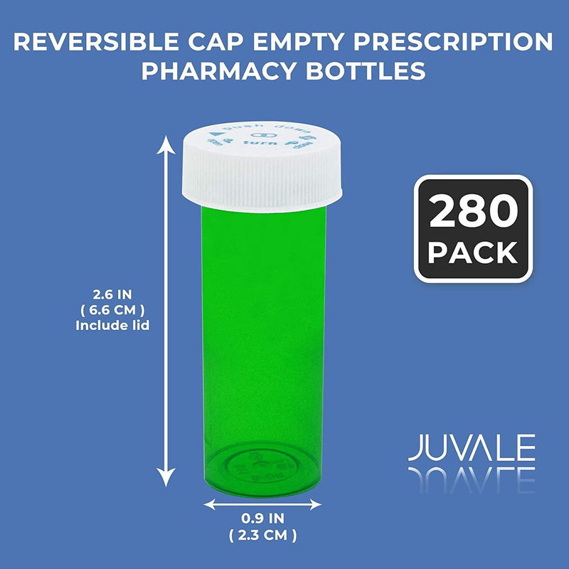 Plastic Vials, Green Polypropylene Reversible Cap Vials